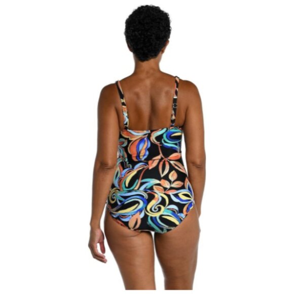 **Maxine Of Hollywood** Women's V-Neck Twist Front Shirred One Piece Swimsuit - Picture 5 of 8